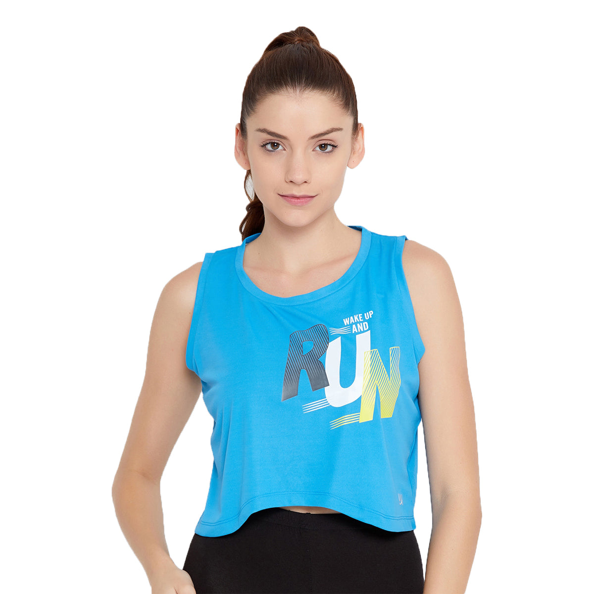 Women Run Printed Tank Top Polyester Blue Color