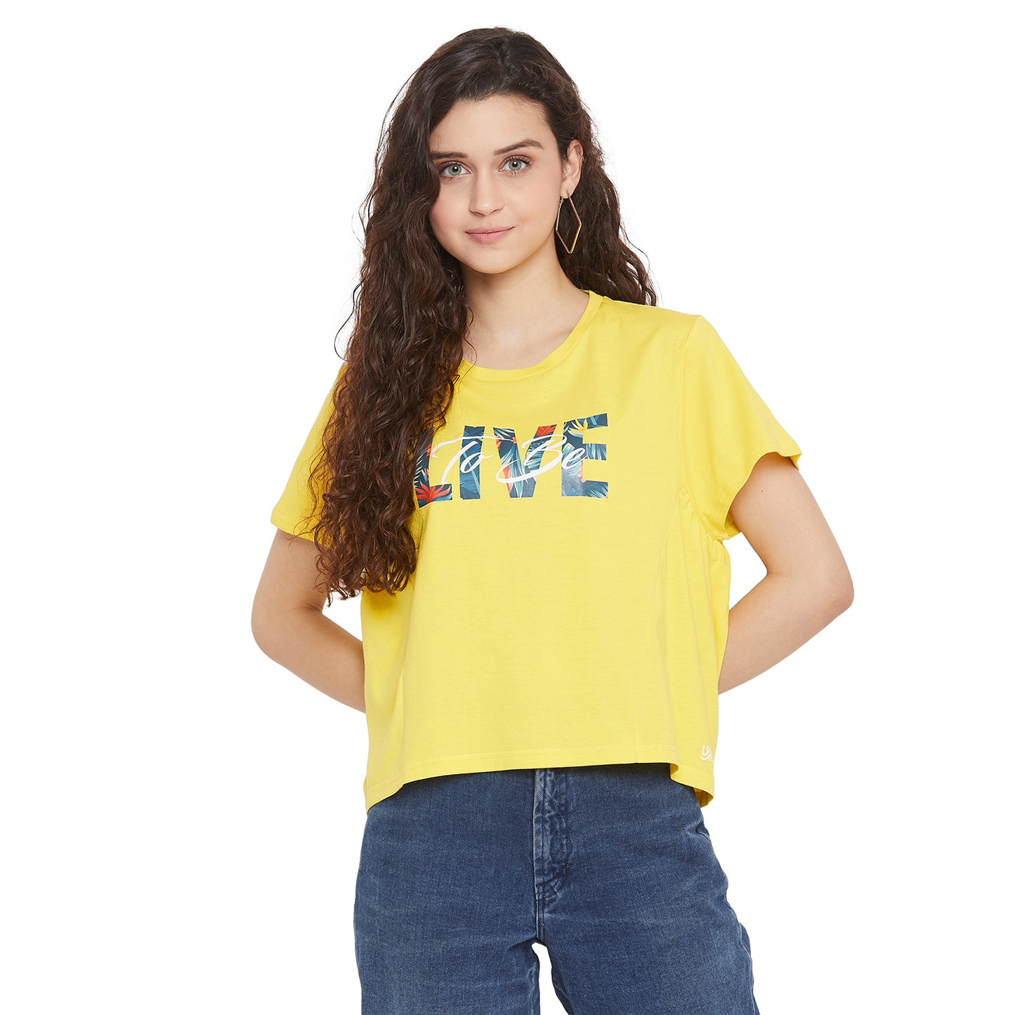 Tropical Live Printed Yellow Top for Women