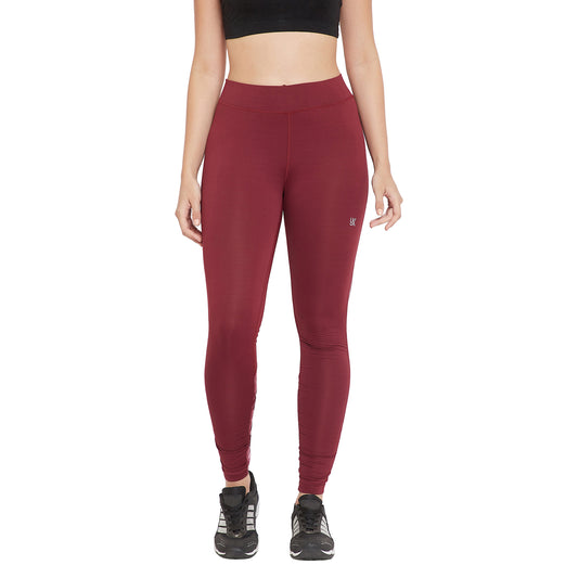 Women Red Hight-Waist Ankle Length Leggings