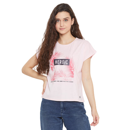 Tropical Printed Light Pink Top for Women