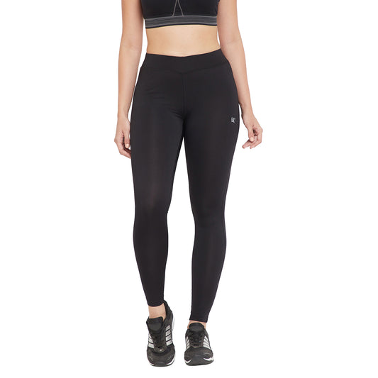 Active Wear Black Hight-Waist Ankle Length Leggings for Women