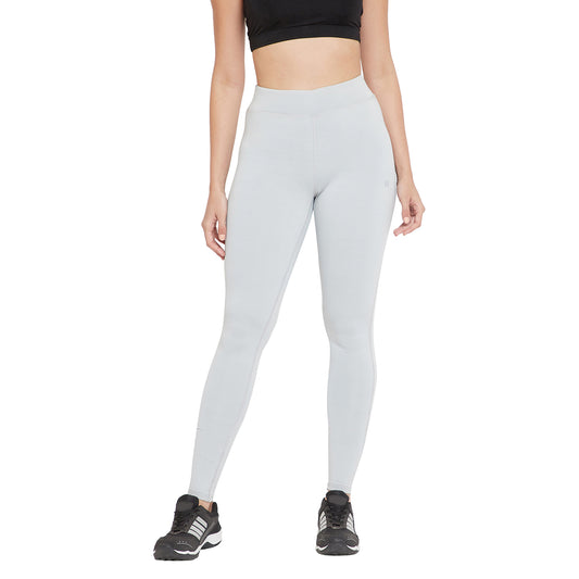 Active Wear Light Grey Hight-Waist Ankle Length Leggings  for Women