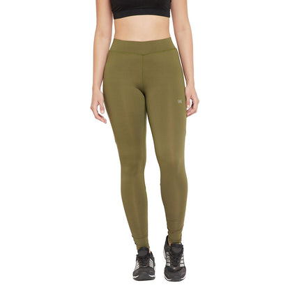 Olive Tight Hight-Waist Ankle Length Leggings