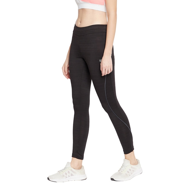 Women’s Black Running Tights Stylish Side Line