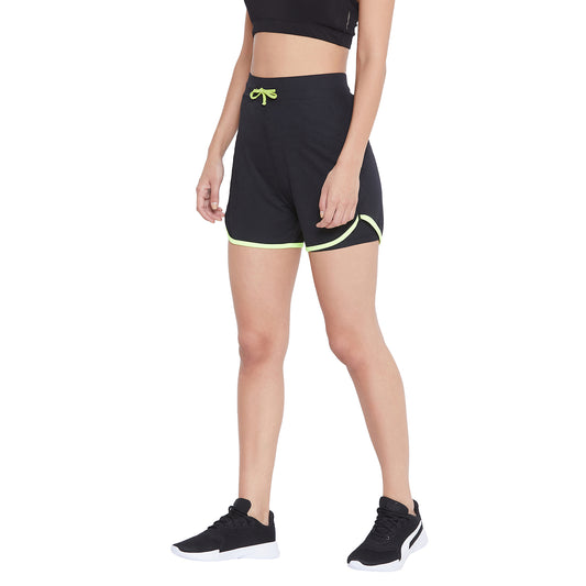 Women Black Neon Shorts