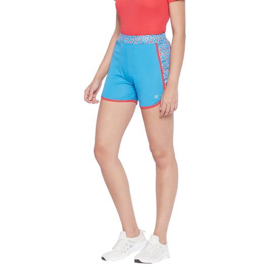 Women Blue Mesh Solid Shorts