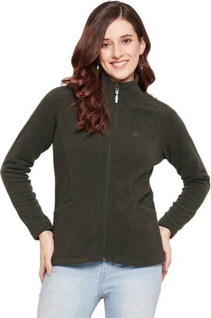 Polar Fleece Women's Full Zipper Jacket Olive Color