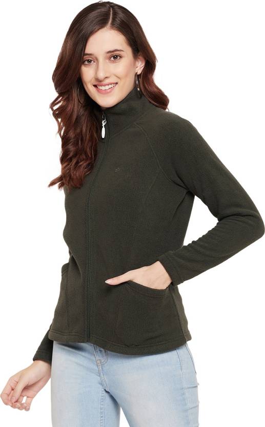 Polar Fleece Women's Full Zipper Jacket Olive Color