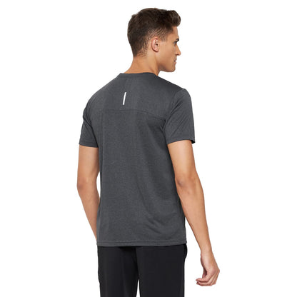 Dark Grey Color Round Neck Active Wear Polyester T-Shirt For Men