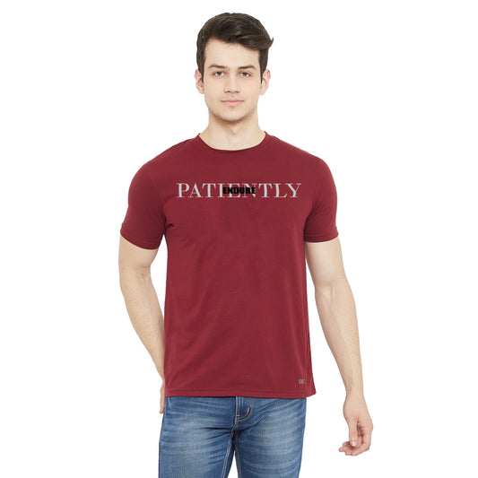 Men Typography Print Cotton T-Shirt Maroon Color