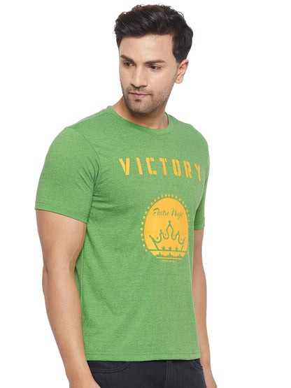 Men Round Neck Half Sleeve Cotton Green T-Shirt