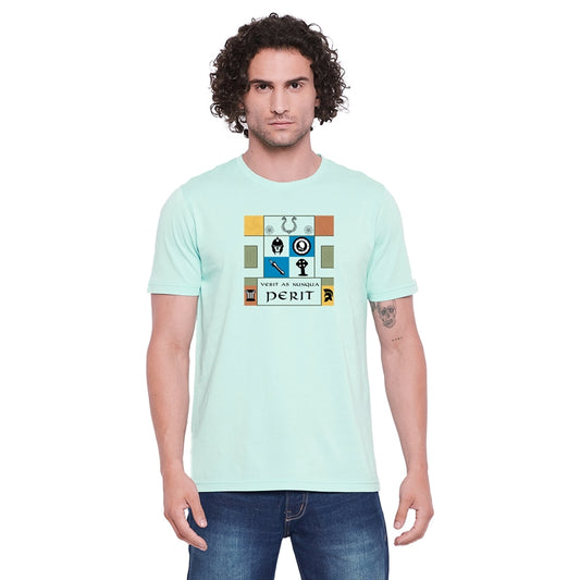 Perit Printed Light Green Color Round Neck T-Shirt For Men