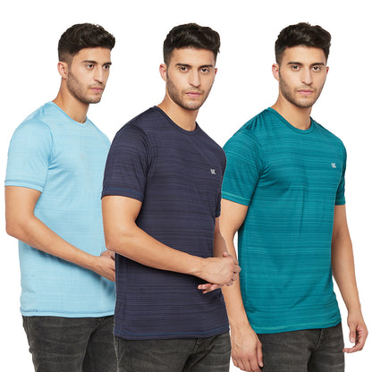 Men's Gym T-Shirt Combo (Light Blue/Navy/Dark Green)