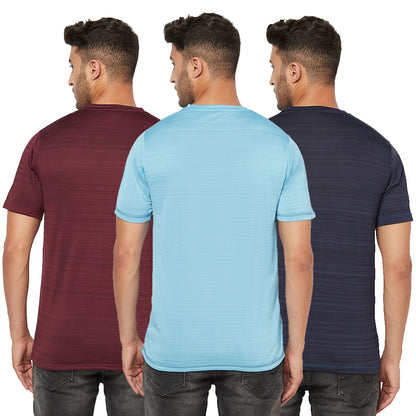 Men's Gym T-Shirt Combo (Wine/Light Blue/Navy)