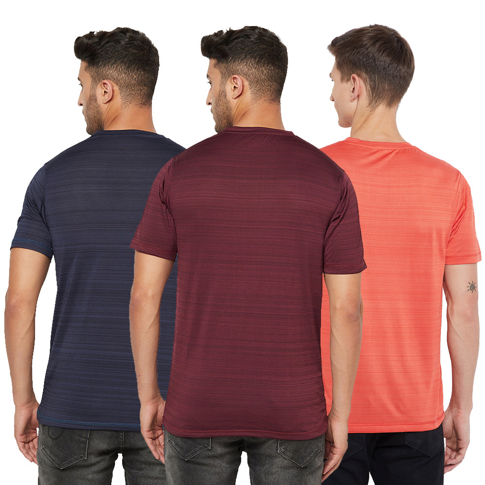 Men's Gym T-Shirt Combo (Navy/Wine/Orange)