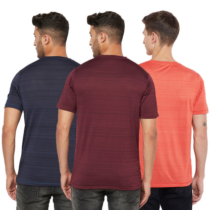 Men's Gym T-Shirt Combo (Navy/Wine/Orange)