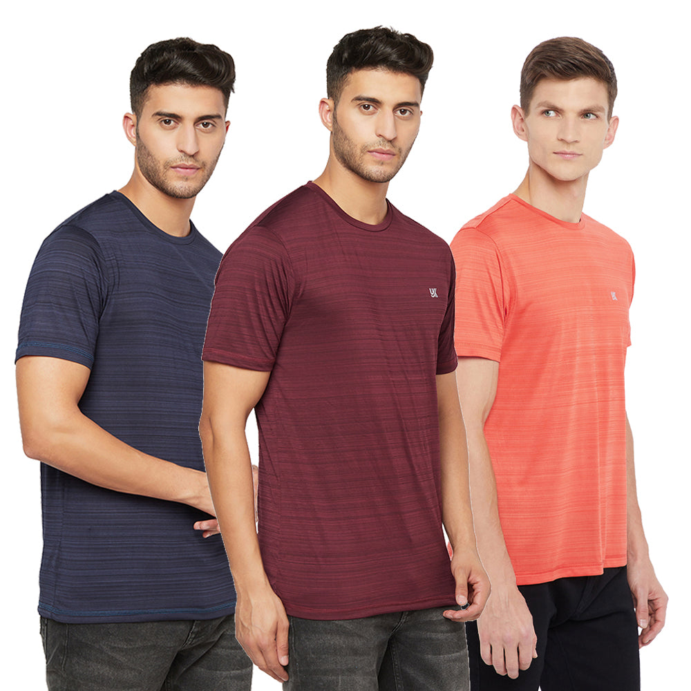 Men's Gym T-Shirt Combo (Navy/Wine/Orange)