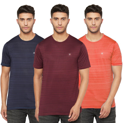 Men's Gym T-Shirt Combo (Navy/Wine/Orange)