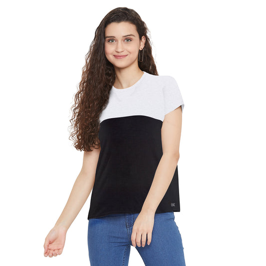 Cut and Sew Black/White Top for Women