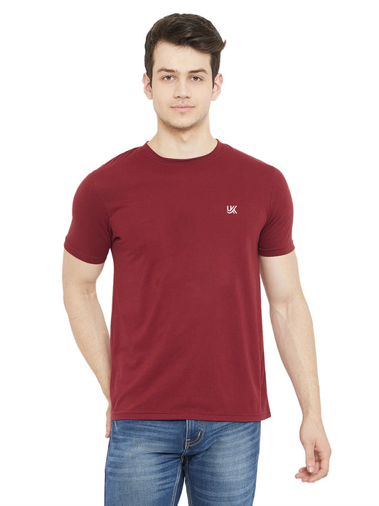 Men's 100% Cotton T-Shirt Maroon Color